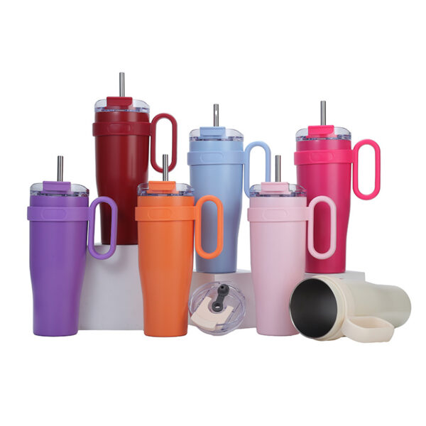 2-in-1 Insulated Stainless Steel Tumbler with Handle and Straw