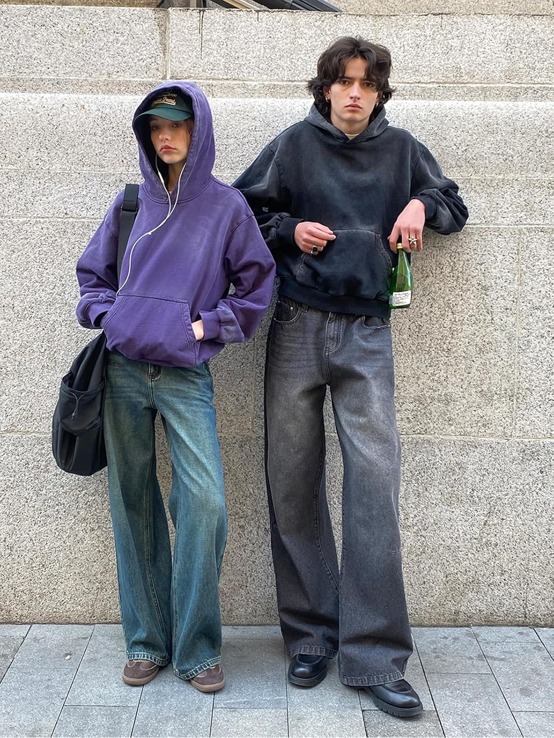 Oversized Acid Wash Vintage Cotton Pullover Hoodie - Image 2