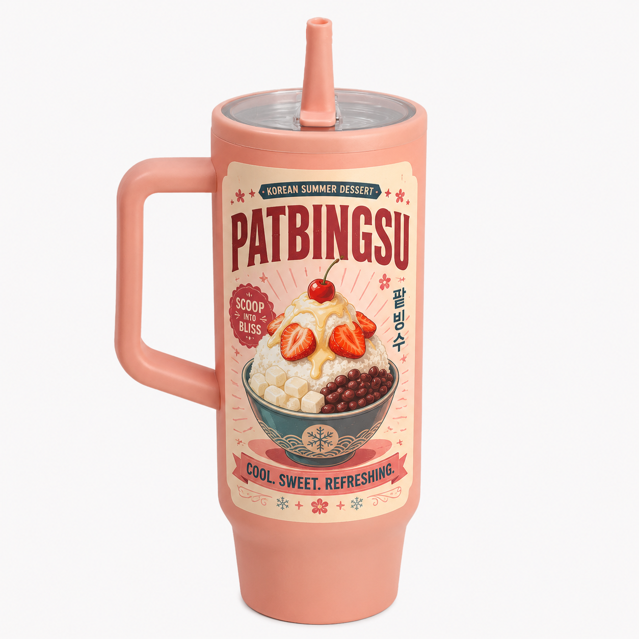 Insulated Stainless Steel Tumbler with Comfort-Grip Handle and Straw Lid - Image 1